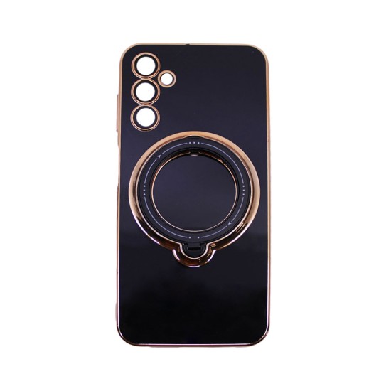 Funda Dura de Silicona con Protector de Cámara y Anillo de Soporte para Samsung Galaxy A14 4g/5g Negro